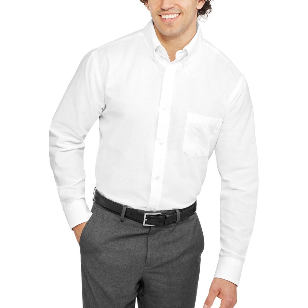George Big Men's Long Sleeve White Oxford Shirt Size 3XL NWOT